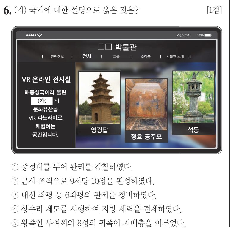 6번 문항: (가) 국가에 대한 설명으로 옳은 것은?