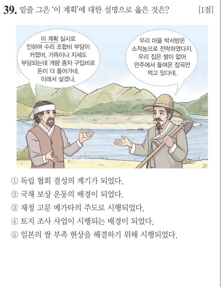 39번 문항: 밑줄 그은 ‘이 계획’에 대한 설명으로 옳은 것은?