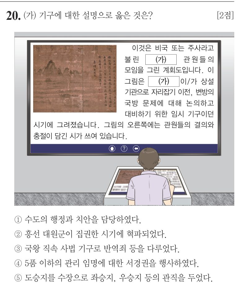 20번 문항: (가) 기구에 대한 설명으로 옳은 것은?