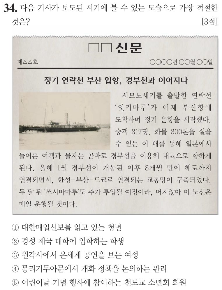 34번 문항: 다음 기사가 보도된 시기에 볼 수 있는 모습으로 가장 적절한 것은?
