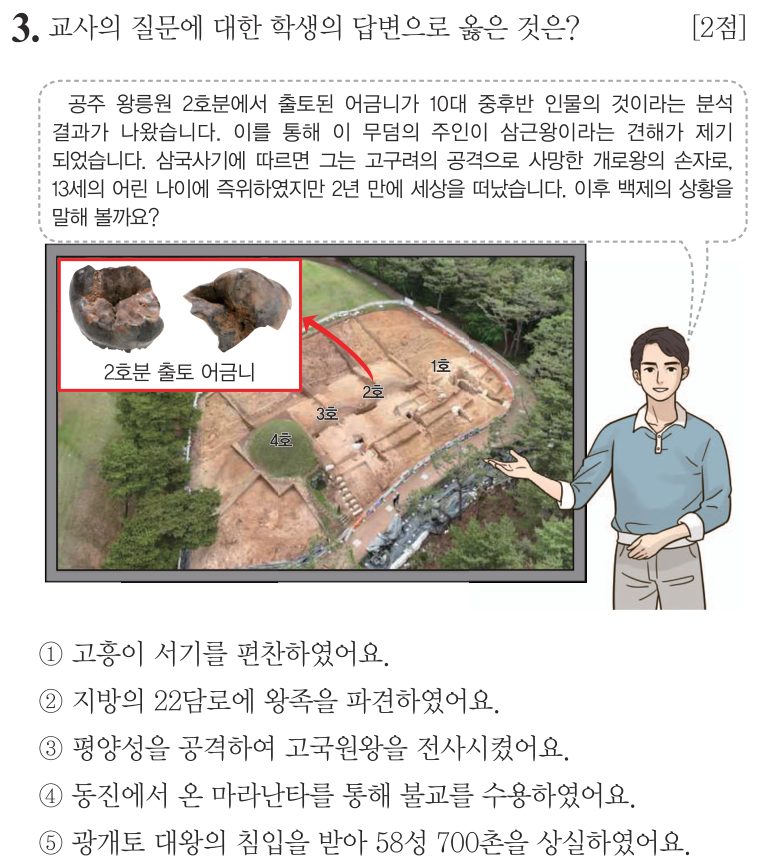 3번 문항: 교사의 질문에 대한 학생의 답변으로 옳은 것은?